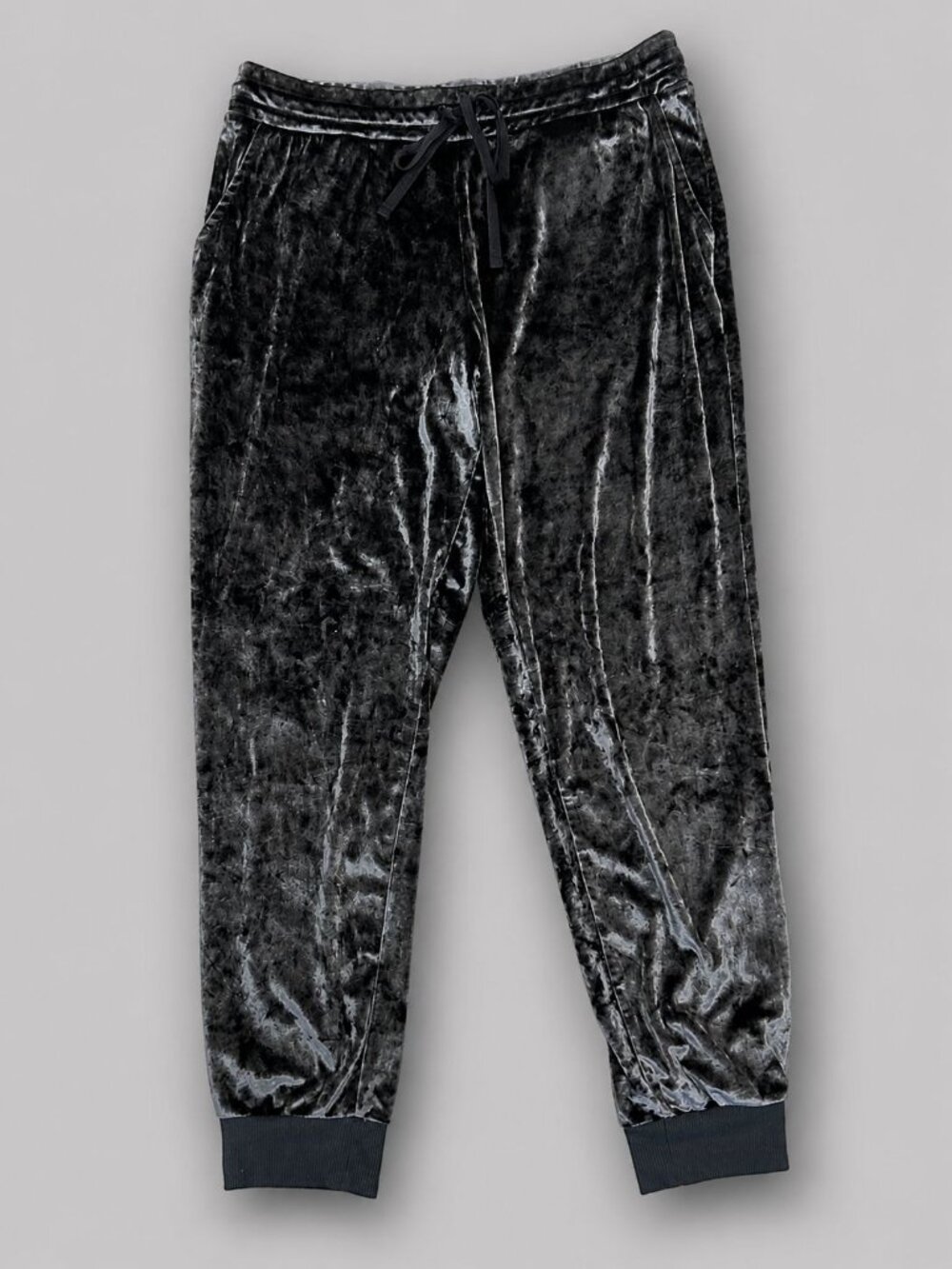 Secret Treasures Gray Velour Jogger Pants Women's Large Drawstring Pockets Loung